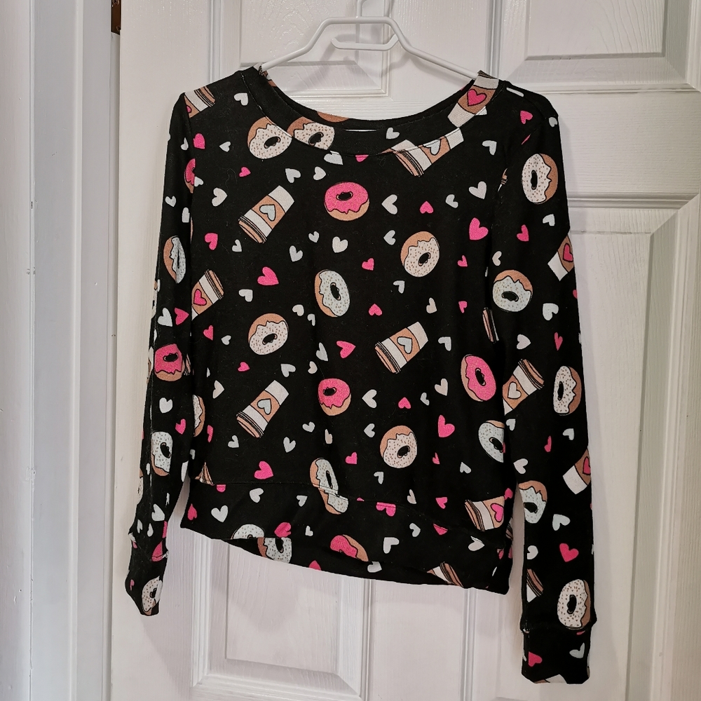 Donut & Coffee Print Lounge Top